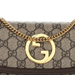 GG Supreme Monogram Textured Dollar Calfskin Blondie Continental Chain Wallet Beige Ebony New Acero