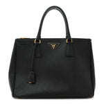 Saffiano Lux Medium Galleria Double Zip Tote Black