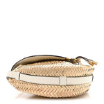 Raffia Small Grain Calfskin Small Marcie Basket Crossbody White