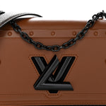 Calfskin Trompe L'oeil Twist Shoulder Bag MM Black Brown