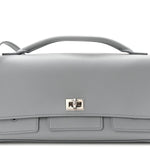 Smooth Calfskin Small Bel Air Clutch On Strap Cloud Grey