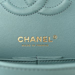Caviar Quilted Medium Double Flap Light Blue