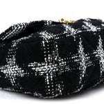 Tweed Quilted Medium Chanel 19 Flap Black White