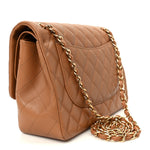 Lambskin Quilted Jumbo Double Flap Dark Beige