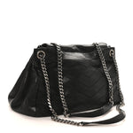 Pebbled Lambskin Chevron Monogram Large Nolita Black