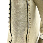 Metallic Pebbled Calfskin Small Rockstud Flip-Lock Messenger Bag Platino