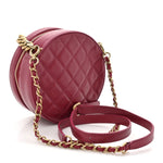 Glazed Calfskin Round As Earth Evening Bag Rouge