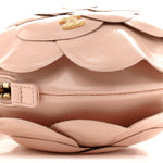 Patent Lambskin Camellia Bouquet Clutch With Chain Light Pink
