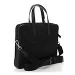 Re-Nylon Saffiano Metal Triangle Logo Briefcase Black