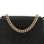 Pebbled Calfskin Small Soho Flap Crossbody Black