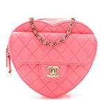 Lambskin Quilted Large CC In Love Heart Bag Light Pink