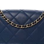 Calfskin Quilted Medium Graphic Flap Blue Black