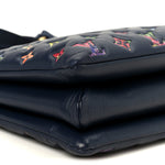 Lambskin Embossed Monogram LV Garden Coussin MM Navy Blue