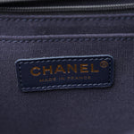 Denim Quilted XXL Travel Flap Bag Dark Blue Orange