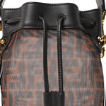 Mesh Vitello Grace F is Fendi FF 1974 Mini Mon Tresor Bucket Bag Marrone Black Ebano