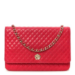 Lambskin Micro Quilted Wallet On Chain WOC Fuchsia