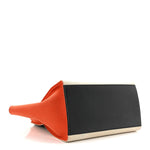 Smooth Calfskin Linen Small Tri-Color Trapeze Orange