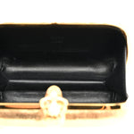Metallic Nappa Skull Box Clutch Gold