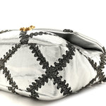 Metallic Calfskin Crochet Medium Chanel 19 Flap Silver