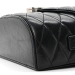 Lambskin Quilted Monogram June Box Bag  Black