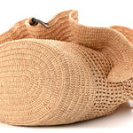 Raffia Calfskin Paulas Ibiza Balloon Ruffle Basket Tote Bag Natural Tan
