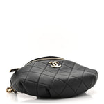 Lambskin Quilted Resin Bi-Color Waist Bag Fanny Pack Black