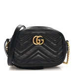 Calfskin Matelasse Mini GG Marmont Chain Shoulder Bag Black