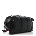 Soft GG Supreme Monogram Appia Calfskin Web Large Carry On Duffle Bag Black Grey