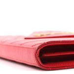 Grain De Poudre Matelasse Chevron Monogram Chain Wallet Rouge Eros