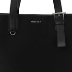 Canvas Calfskin T-Bar Shopping Bag Black