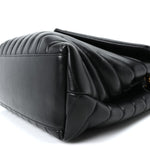Calfskin Y Quilted Monogram Medium Loulou Chain Satchel Black