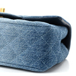Washed Denim Quilted Mini Rectangular Flap Blue