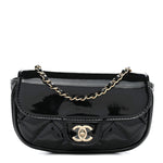 Patent Calfskin Quilted Mini Flap Black