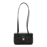Shiny Caviar Preppy Coco Long Vanity With Strap Black