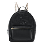 Pebbled Calfskin Soho Chain Backpack Black