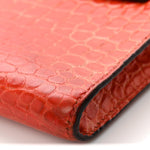 Shiny Porosus Crocodile Kelly Cut Pochette Orange Poppy