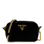 Velluto Zip Top Chain Shoulder Bag Black