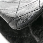 Caviar Quilted Medium Elastic Flap Black