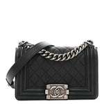 Caviar Quilted Small Boy Flap Black