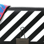 Saffiano Striped Mini Diag Binder Clip Bag Black White Indus