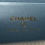 Lambskin Quilted Small Top Handle Vanity Case With Chain Blue