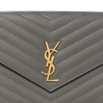 Grain De Poudre Matelasse Chevron Monogram Envelope Clutch Fog