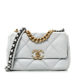Lambskin Quilted Medium Chanel 19 Flap Light Blue