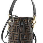 Vitello Liberty F is Fendi Bi-Color FF 1974 Embossed Mini Mon Tresor Bucket Bag Maya Black