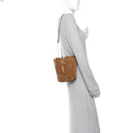 Suede Pochon Shoulder Bag Caramel Cognac