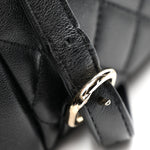 Shiny Caviar Quilted Medium Duma Pockets Drawstring Backpack Black