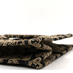 Canvas Embroidered Large Ornamental Cornely Effect Book Tote Black Beige