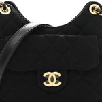 Jersey Quilted Small Wavy CC Hobo Black
