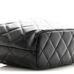 Caviar Quilted Hobo Clutch With Chain  Black