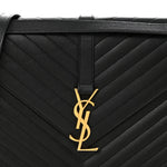 Grain De Poudre Matelasse Chevron Large Monogram Satchel Black